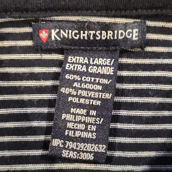 KNIGHTSBRIDGE Navy Blue & White Stripes Polo Shirt - Picture 4 of 5